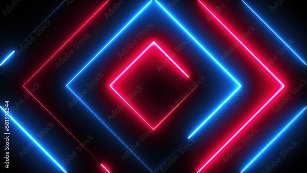Poster neon polygons. computer generated 3d render