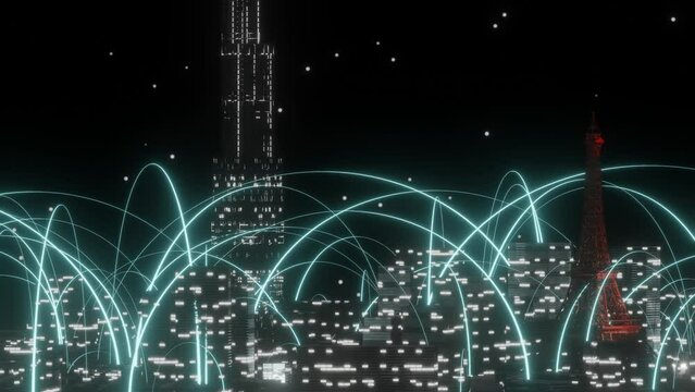 A cyber city where rays fly