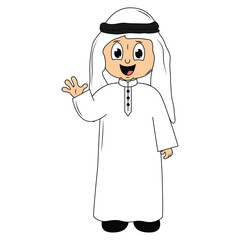 cute moslem boy cartoon illustration