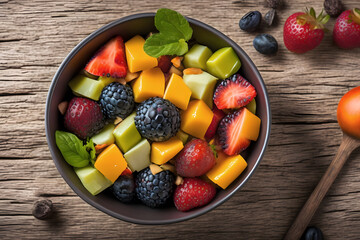 Bowl of healthy fresh fruits, AI Generative