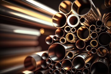 conceptual image of steel and copper pipes, generative AI