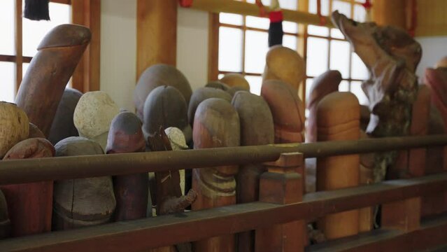 Tagata Shrine "Fertility" Idols in Temple on day of Honen Festival