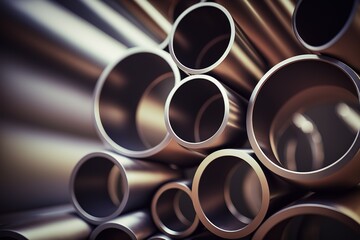 conceptual image of steel and copper pipes, generative AI - obrazy, fototapety, plakaty