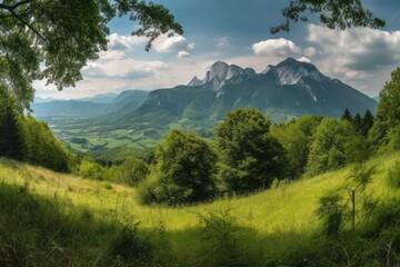 panoramic view of mountain untersberg near salzburg, austria. Generative AI