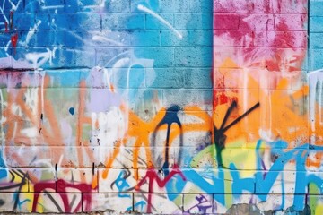 Graffiti in the abstract was painted on the concrete wall. Background material. Generative AI