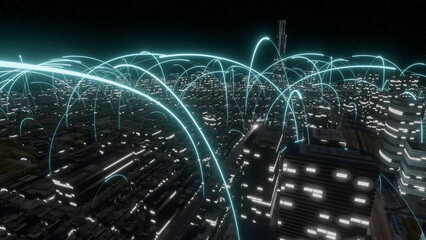 A cyber city where rays fly