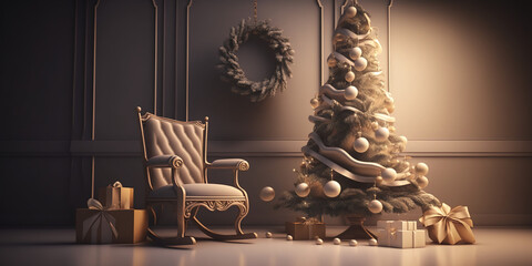 decoration balls and star and tree isolated Merry Christmas background design