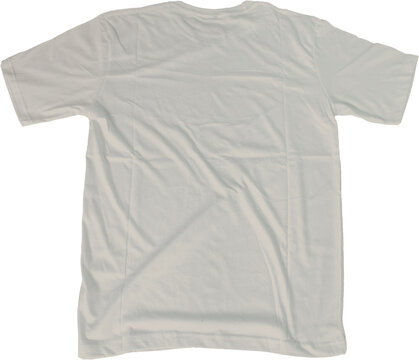 Cream t shirt mock up transparent background back side view.
