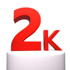 2k or 2000 thank you 3d word on transparent background. 3d rendering for Social Network friends or followers.