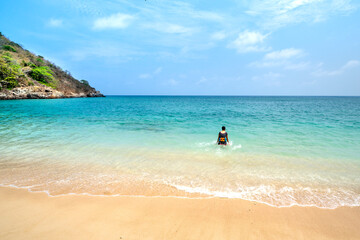 tourists on Con Dao Island in Ba Ria-Vung Tau Province, Vietnam