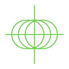Retro futuristic element green globe with arrow