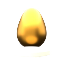 3d rendering. Gold easter egg with transparent background.