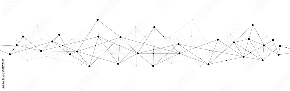 Poster Triangle polygon data network technology connect lines and dots background template.	