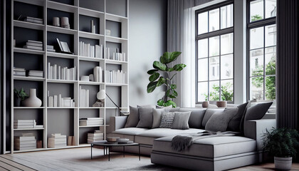 modern living room with sofa by generative ai