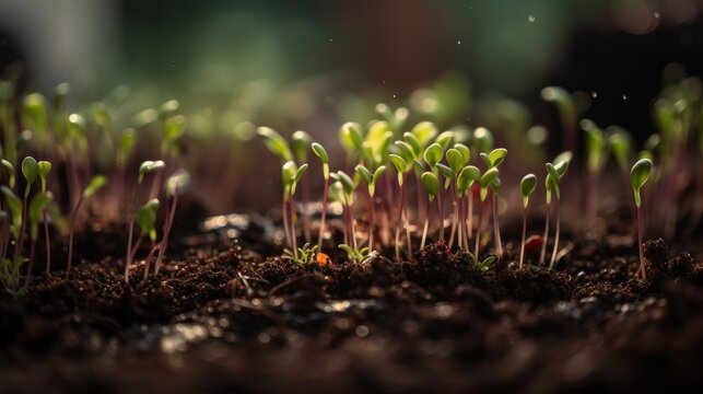 Seedlings in the Spring created with Generative AI Technology, ai, generative