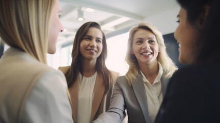 Professional Workplace Female Women: Caucasian White Real estate agents Greeting with Confidence Friendliness in Business Setting, Diversity Equity Inclusion DEI Celebration (generative AI