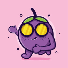 funny mangosteen fruit character mascot running isolated cartoon in flat style design 