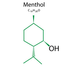 menthol formula on white background. Education concept. Vector illustration.