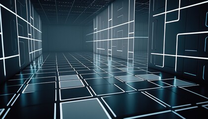 grid futuristic background digital art illustration, Generative AI
