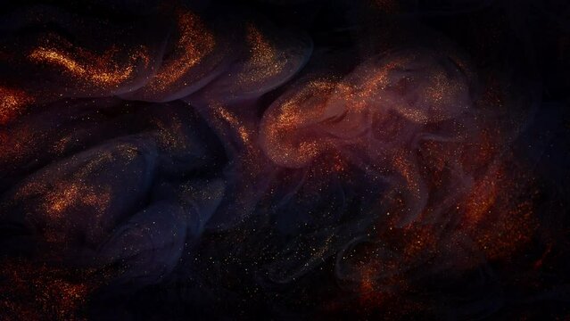 Glitter fluid motion. Molten gold. Sparkling yellow liquid paint flow overlay.