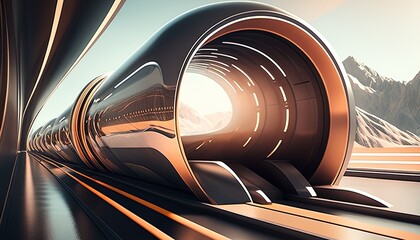 hyperloop futuristic background digital art illustration, Generative AI