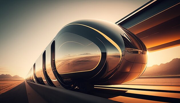 hyperloop futuristic background digital art illustration, Generative AI