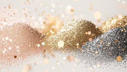 Sparkling, glittery, shimmering  gold, white, silver glitter textured background or backdrop (generative AI)