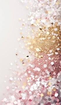 Sparkling, glittery, shimmering gold, pink glitter textured background or backdrop (generative AI)