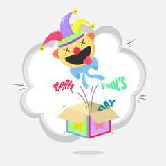 April Fool's Day greeting with pop up clown from the box