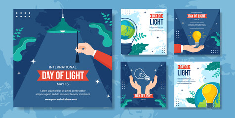 International Day of Light Social Media Post Cartoon Hand Drawn Templates Background Illustration