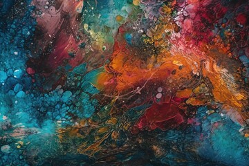 Obraz na płótnie Canvas Colorful textured acrylic painting background with Generative AI