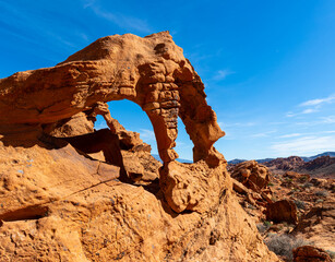 Triple Arch Overlooking The Mojave Desert, Valley of Fire State Park, Nevada, USA