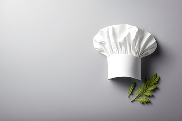 Background of a cook hat, chef hat. Wallpaper illustration. Top view and flat lay with copy space for text information or content. Concept of cooks, gastronomy, International Chefs Day. Generative AI