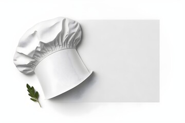 Background of a cook hat, chef hat. Wallpaper illustration. Top view and flat lay with copy space for text information or content. Concept of cooks, gastronomy, International Chefs Day. Generative AI
