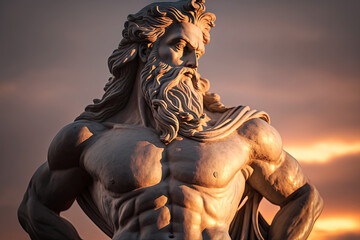 Bust of the god Zeus. Ancient Greek mythology. Antique sculpture, generative AI - obrazy, fototapety, plakaty