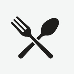 cutlery icon, Spoon and fork icon, Silverware silhouettes, restaurant business concept, vector illustration