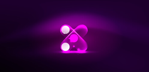 Abstract glowing neon light techno circles background