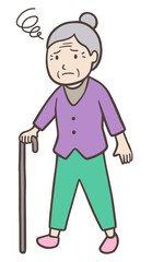 道がわからなくなり迷いながら歩くおばあさん、徘徊