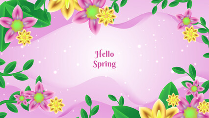 Spring wallpaper paper style. Gradient light purple spring floral background