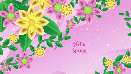 Spring wallpaper paper style. Gradient light purple spring floral background