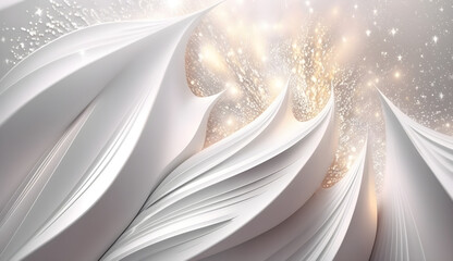 White glitter background texture pattern. Light silver Christmas 3d rendering. Generative Ai.