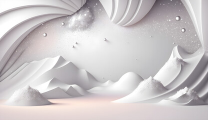 Fototapeta na wymiar White glitter background. Light silver Christmas 3d rendering illustration. Generative Ai.