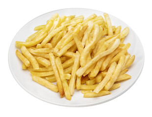 French fries, Potatoes fries in the white plate, French fries on white With png file.	
