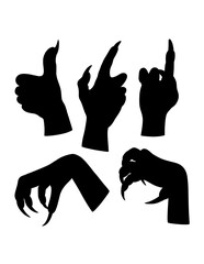 Halloween horror monster hand sign and symbol black silhouette