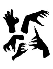 Halloween horror monster hand sign and symbol black silhouette