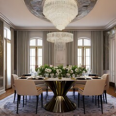 Dining room with a glamorous design and chic decor1, Generative AI