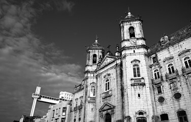 Antiga Igreja de Nossa Senhora da Conceição da Praia, no Comercio em Salvador, em um belo preto e branco