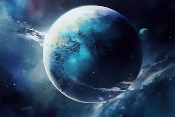 blue planet in space. Generative Ai