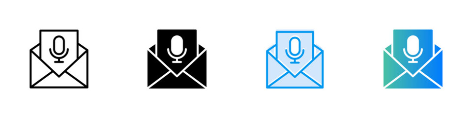 voice message icon. vector illustration of voice message in various styles