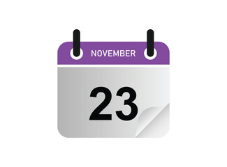 23th November calendar icon. November 23 calendar Date Month icon vector illustrator.